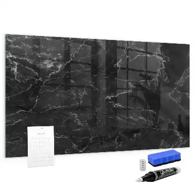 Magnetic dry erase board in black marble
