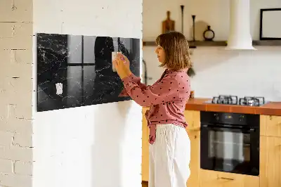 Magnetic dry erase board in black marble