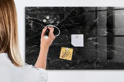 Magnetic dry erase board in black marble