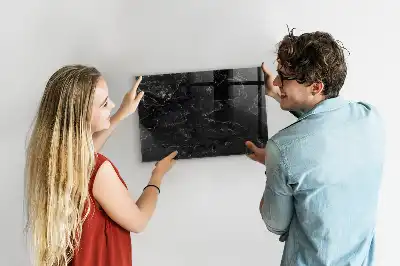 Magnetic dry erase board in black marble