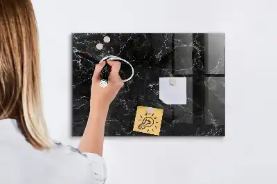 Magnetic dry erase board in black marble