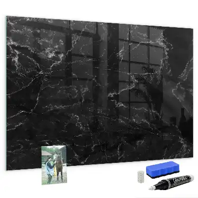 Magnetic dry erase board in black marble