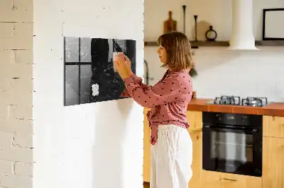 Magnetic dry erase board in black marble