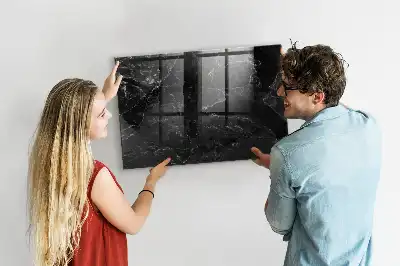 Magnetic dry erase board in black marble