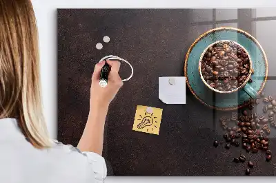 Magnetic dry erase board cup of coffee style