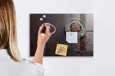 Magnetic dry erase board cup of coffee style