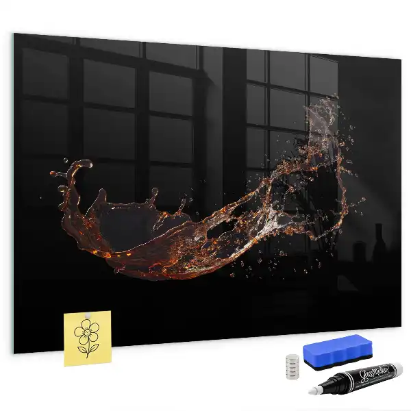 Magnetic dry erase board with spilled drink design
