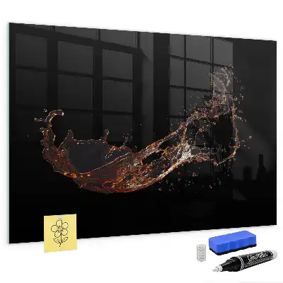 Magnetic dry erase board with spilled drink design