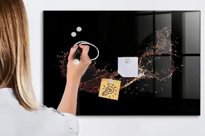 Magnetic dry erase board with spilled drink design