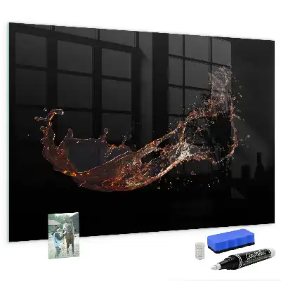 Magnetic dry erase board with spilled drink design