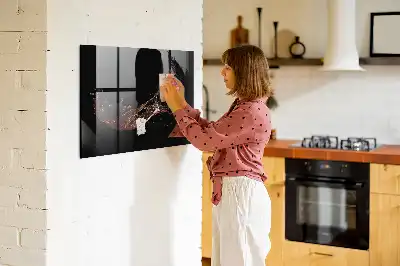 Magnetic dry erase board with spilled drink design