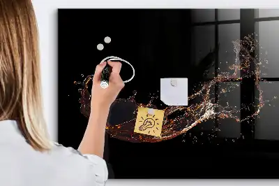 Magnetic dry erase board with spilled drink design