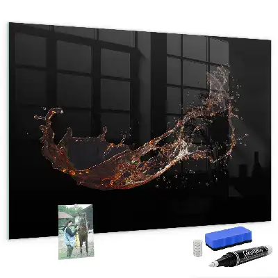 Magnetic dry erase board with spilled drink design