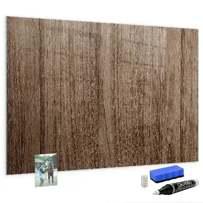 Magnetic dry erase board with a dark wood frame