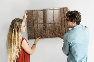 Magnetic dry erase board with a dark wood frame