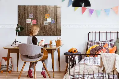 Magnetic dry erase board with a dark wood frame