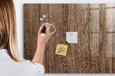 Magnetic dry erase board with a dark wood frame
