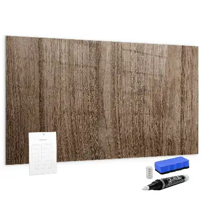 Magnetic dry erase board with a dark wood frame