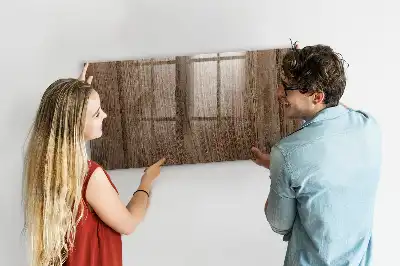 Magnetic dry erase board with a dark wood frame