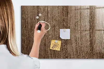 Magnetic dry erase board with a dark wood frame