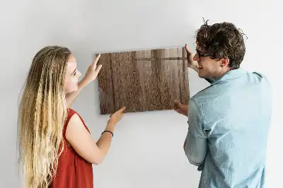 Magnetic dry erase board with a dark wood frame