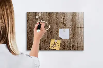 Magnetic dry erase board with a dark wood frame