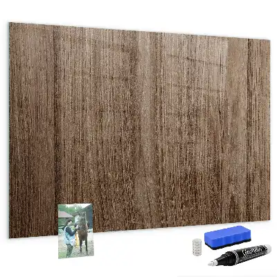 Magnetic dry erase board with a dark wood frame