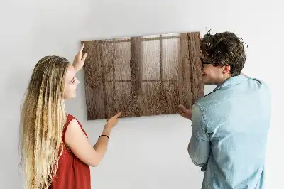 Magnetic dry erase board with a dark wood frame