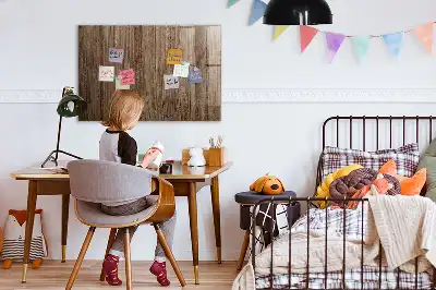 Magnetic dry erase board with a dark wood frame