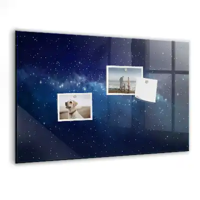 Magnetic dry erase board with a dark sky and stars design