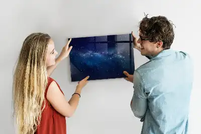 Magnetic dry erase board with a dark sky and stars design