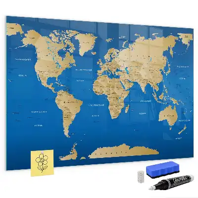 Magnetic dry erase board world map design