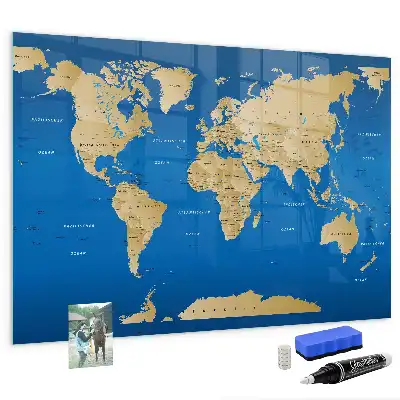 Magnetic dry erase board world map design
