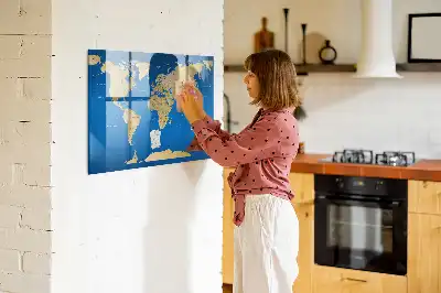 Magnetic dry erase board world map design