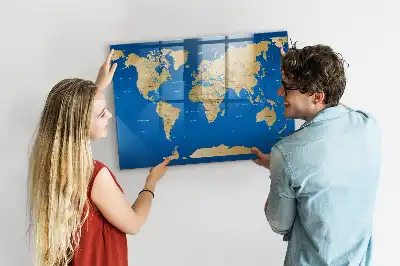 Magnetic dry erase board world map design