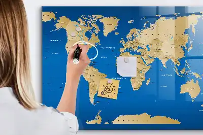 Magnetic dry erase board world map design