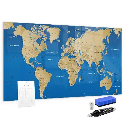 Magnetic dry erase board world map design