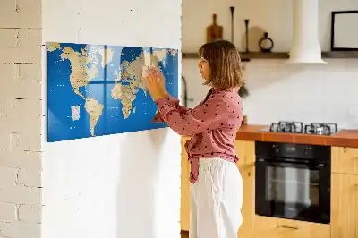 Magnetic dry erase board world map design