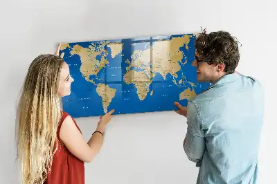 Magnetic dry erase board world map design
