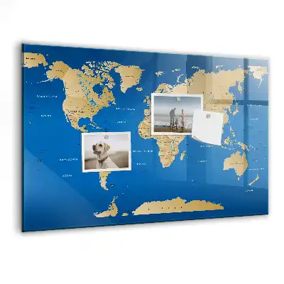 Magnetic dry erase board world map design