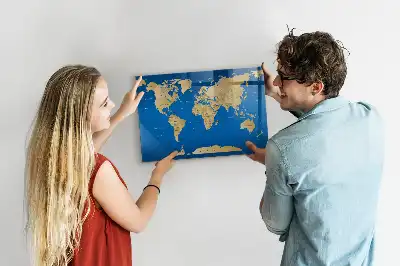 Magnetic dry erase board world map design