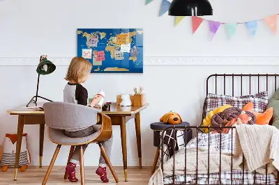 Magnetic dry erase board world map design