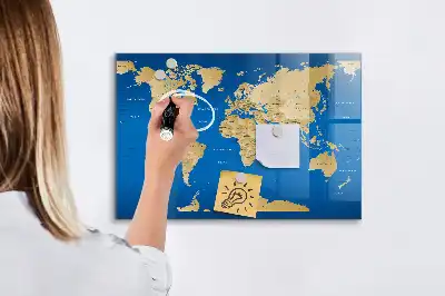 Magnetic dry erase board world map design