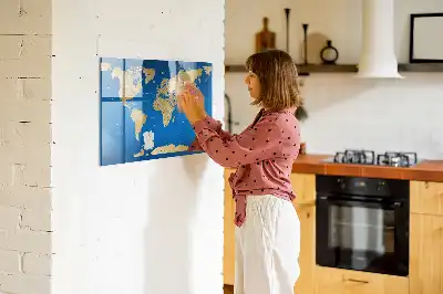 Magnetic dry erase board world map design