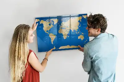 Magnetic dry erase board world map design