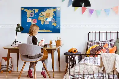 Magnetic dry erase board world map design
