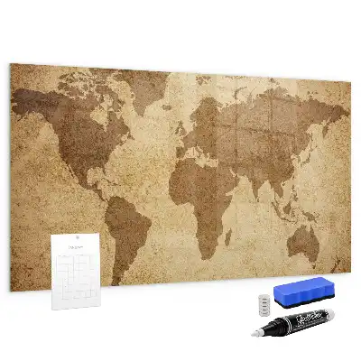 Magnetic dry erase board vintage world map design
