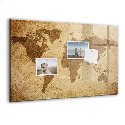 Magnetic dry erase board vintage world map design