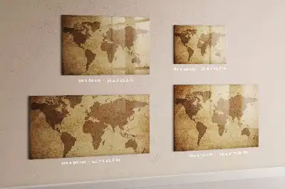 Magnetic dry erase board vintage world map design