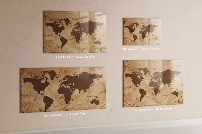 Magnetic dry erase board with a vintage world map design